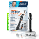 SilkslidePro® Nasierer Precision+ mit Keramikständer und Verpackung – empfohlen von Rúrik Gíslason, optimierter Nasierkopf, Klingen aus Solingen, Made in Germany