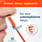 Silkslide One® Nasierer wird in die Nase eingeführt – mit Klingenschutz, ohne Batterie, für eine unkomplizierte Nasur