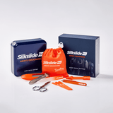 SilkslidePro Men’s Grooming Set mit Nasierer, Nagelknipser, Pinzette, Schere, Kamm, Travelbag und Metallbox